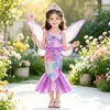 Disfraz de Sirena Nueva Princesa con Alas para Baile de Niñas y Niños de Jardín de Infancia para Cumpleaños y Actuación
