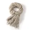 Bufanda Nueva para Hombre 2026 de Color Sólido con Rayas Gruesas Caladas y Líneas Vintage con Flecos, Bufanda Transfronteriza Teñida con Efecto Desgastado