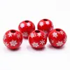 Contas de madeira de floco de neve de Natal de 16 mm, contas redondas coloridas, decoração para pendurar, joias feitas à mão, acessórios DIY