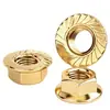 Porca sextavada com flange de latão, conector de porca antiderrapante e antivibração, porca de travamento sextavada externa de cobre acolchoada M4M5M6