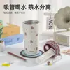 Caneca Térmica Cartoon de Menina Coreana de Aparência Elegante com Canudo de Aço Inoxidável 316 Caneca Portátil para Café ao Ar Livre