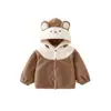 Casaco de Bebê Inverno Top Infantil com Capuz para Criança Pequena Roupas Infantis Top Masculino Forrado com Fleece Roupa de Inverno Unissex Espessado