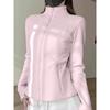 Chamarra Sudadera de Terciopelo Austriaco para Mujer Otoño e Invierno Forrada de Felpa y Engrosada Cuello Alto con Cárdigan de Fondo Top de Felpa Delgado Grueso