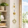Pegadores de Luz de Cristal de 4 Peças para Janelas, Pegadores de Luz Pendentes com Corrente, Fabricante de Arco-Íris, Decoração de Prisma de Cristal