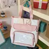 Bolso Ita Transparente Estilo Crema Amarillo Claro para Niñas, Bolso Cruzado para Estudiantes, Adecuado para Compras, Salidas, Estudio de Fin de Semana y Tutorías