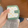 Margarida Pequena Floral ~ Carteira Feminina Elegante Simples Estilo Mori Grande Capacidade Bolsa de Cartão Dobrável Ultrafina Carteira de Tecido