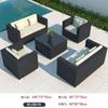 Sofá de ratán para exterior, villa, patio, terraza, balcón, silla de ratán, mesa de centro, sala de estar, doble, combinación para tres personas, impermeable