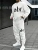 Conjunto Deportivo Casual de Calle Hip-Hop Americano Transfronterizo para Hombre, Sudadera con Cuello Redondo y Mangas Largas y Pantalones Deportivos, Estampado Digital