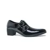 Sapatos Monge Brilhantes de Fivela Dupla Masculinos Bico Fino Salto Grosso Aumento de Altura Casuais de Couro Tendência Retro Britânica Sapatos Formais de Couro