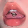 Planeta Incrustado de Diamantes Piercing Brillante para Lengua Acero de Titanio Joyería Anillo para Lengua de Acero Inoxidable Piercing para Lengua Dulce Fresco Punk Transfronterizo