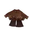 Conjunto de Primavera y Otoño para Niñas 2026 Nuevo Estilo Camisa de Manga Larga con Cuello Volante y Pantalones Largos en Estilo Melard Conjunto de Dos Piezas para Exportación
