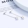 Aretes de Borla de Perlas de Lujo Ligero para Mujer Aretes Simples de Longitud Media de Corea del Sur Aretes de Hada s925 Joyería de Moda Dongdaemun