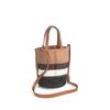 26 Modelos Nuevos de Bolsas de Cubo de Exportación Semi-Hechas a Mano, Bolsos de Hombro de Yute con Piel de Vaca, Bolsas de Cesta de Mercado Bloqueadas por Color, Bolsos para Mujer