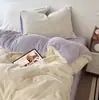 Conjunto de quatro peças de veludo de leite dupla face espesso de inverno de lã de coral mais veludo quente capa de edredom de flanela lençol de cama