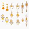 Pendientes de plata S925 con diseño de lazo de amor, de estilo pequeño, de lujo y con combinación de circonitas amarillas, para mujer