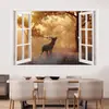 Pegatinas de pared con paisaje de jirafa para ventana estéreo, sala de estar, dormitorio, sofá, mesita de noche, pegatinas de pared de fondo, venta al por mayor