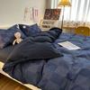 Funda de edredón de cuatro piezas ropa de cama de algodón puro lavado al por mayor sábana funda de edredón cepillado dormitorio juego de tres piezas para cama individual completo