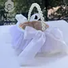 Suministros para Boda Estilo Occidental Tela de Perlas Cesta para Lanzar Flores de Dama de Honor Cesta de Mano para Dama de Honor Decoración de Salón de Bodas
