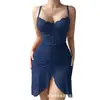 Lencería Europea y Americana Transfronteriza Tallas Grandes Encaje Sexy Abertura Vestido Camisola Transparente Tentación Vestido Bodycon No Necesita Quitarse Comercio Exterior