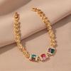 Oriente Medio, Europa, América y Sudeste Asiático Comercio Exterior Microincrustaciones Chapado en Oro de 18K Pulsera Forma de Corazón Estilo de Moda Combinación Venta al por Mayor AliExpress