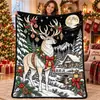 Manta de Graffiti Navideña de Venta Caliente Transfronteriza Manta con Pintura de Papá Noel Manta de Doble Capa Engrosada de Franela y Forro Polar DIY
