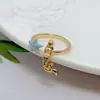 Anillo de gema azul de la serie Star Ocean, nuevo producto transfronterizo, anillo abierto de lujo ligero con diseño de estrella ajustable