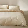 Juego de cama de lujo de alta gama de 1.2 m hecho de tela de algodón cepillado con bloques de color, juego de tres piezas para dormitorio principal, juego de cuatro piezas de algodón puro que incluye sábana bajera, funda de edredón y ropa de cama