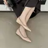 Zapatos de mujer 2026 verano y otoño estilo francés look suave de noche con tacón oculto de 5 cm, piel suave, remaches rosas, punta fina, suela plana, bailarinas para mujer