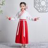 Traje tradicional chino infantil Hanfu para niñas, ropa tradicional china para niños, atuendo de actuación con tres personajes clásicos y reglas de discípulo, traje de actuación de erudito Ruqun