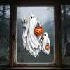 Adhesivos de Halloween Transfronterizos Fantasma Blanco y Negro Portavelas Static Cling para Lápidas de Cementerio, Patrones de Linternas de Calabaza, Decoraciones para Fiestas de Tiendas