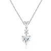 Colar de Prata 925 com Moissanita 18K em Estoque para Mulheres, Presente de Pedido em Formato de Coração, Corrente para Clavícula, Joias de Prata de Alto Padrão no Atacado