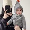 Chapéu de Bebê Estilo Coreano, Estilo Inverno, Simples Chapéu de Elfo Pontudo, Chapéu de Tricô com Orelhas de Proteção, Formato Côncavo com PomPom de Pelo, Para Homens e Mulheres