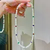 Collar de Diseño Retro de Alta Gama con Perlas Naturales de Agua Dulce, Cristal Blanco, Amatista, Lapislázuli para Clavícula de 5-6 mm