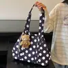 2026 Bolso Tote Nuevo Estilo Coreano con Lunares Grandes para Mujer, Bolso de Hombro de Lona de Gran Capacidad, Bolso de Mano para Ropa de Trabajo de Estudiante, Bolsa de Compras