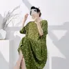 2026 Vestido de Verano de Algodón y Seda Muzhen Nuevo Estilo Chino Pintura a Tinta Cuello Redondo Estampado Adelgazante Largo