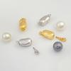 Plata Esterlina S925 Brillante Hebilla de Palo de Haba Ancha DIY Hebilla de Perla Cabeza Pulsera Collar Hebilla Lingote Accesorios de Joyería