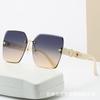 Nuevas Gafas de Sol Degradadas de Borde Cortado Sin Montura 2023 Tono Shake Mismo Estilo Gafas de Sol Anti-UV para Mujer
