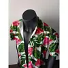 Camisa de Seda Gelo Havaiana com Estampa de Flores para Praia de Manga Curta Masculina Verão Tailândia Férias na Costa Estilo Sudeste Asiático Camisa Externa Masculina