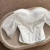 Top Tubo Blanco Resistente con Perlas para Mujer, Corsé de Corte Delgado de Alta Gama