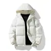 Jaqueta de algodão personalizável tamanho europeu, plus size para homens, cor sólida de inverno, corte solto, com capuz, casaco de algodão espesso, jaqueta puffer