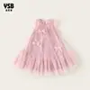 Vestido infantil Yingsibao, vestido de princesa para meninas, vestido de verão em malha, vestido com laço, vestido de lantejoulas para meninas, vestido infantil
