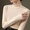 Camiseta Base Gruesa de Manga Larga con Cuello Alto Medio para Mujer 2026, Otoño/Invierno Ajustada Simple de Moda DeRong Versátil