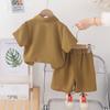 Traje de polo de color liso para niños, manga corta, transfronterizo 2025, cuello solapa, fábrica de comercio exterior, venta al por mayor, verano casual para niños
