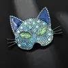 Broche de Cabeça de Gato com Strass Completo Novo Estilo Retro Transfronteiriço Acessório Personalizado para Roupa de Gato Pinos de Lapela Joias Ecológicas