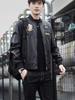 Chaqueta de Piel Sintética para Hombre 2019 Cuello Baseball Bordado Chaqueta de Motociclista Primavera Otoño Chaqueta de Piel Casual de Moda para Hombre Dropshipping