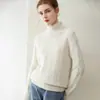 Camiseta básica 100% cachemira pura, nuevo suéter de punto trenzado de cuello alto para otoño e invierno para mujer, suéter suelto y suave de tres hilos
