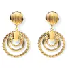 Pendientes de oro exagerados europeos y americanos para mujer, pendientes colgantes geométricos, pendientes colgantes de estilo metálico de alta calidad, pendientes al por mayor
