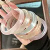 Pulseira Olho de Gato Tipo Gelo para Mulheres, Joias Atacado Gradiente Azul Gelo Luar Branco, Pulseira de Jade Gelo-Transparente Pedra Olho de Gato