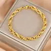 Pulsera Hip-Hop de Acero Inoxidable Resistente con Cierre Entrelazado Transfronterizo Europeo y Americano Textura Retro Cadena Gruesa Joyería Versátil para Manos para Hombres y Mujeres