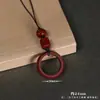 Hebilla de Anillo de Cinabrio Estilo Chino Colgante de Cadena para Teléfono Móvil para Hombres y Mujeres Colgante de Celebridad de Internet Cadena de Unidad USB Corta Anti-Pérdida Cuerda Pequeña Regalo